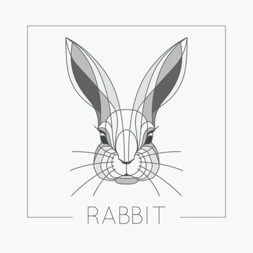 Abstract rabbit bunny head emblem icon design with elegant line shapes style. Vector illustration.