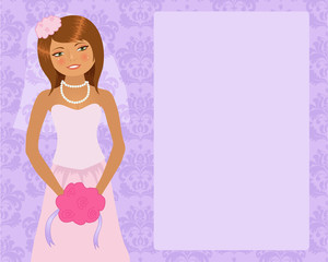 Wedding invitation with cute bride