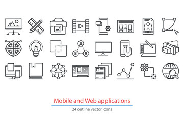 Abstract vector collection of design and development icons.