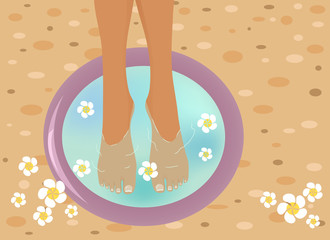 Beautiful feet in a SPA bowl