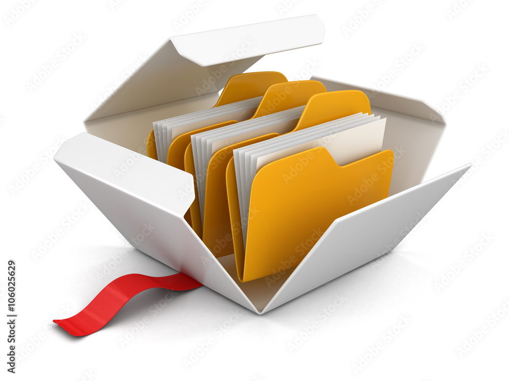 Poster open package with folders. image with clipping path