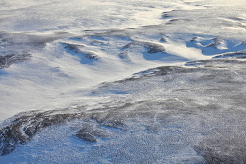 Tundra landscape in winter, aerial view