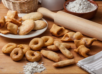 Typical traditional pastry from Spain: rosquillas, pestinos, perrunillas, ganotes.