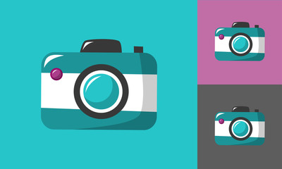 Camera. Student accessories icon for young modern people. Flat color vector illustration.