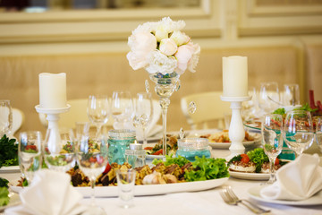 The banquet table in restaurant