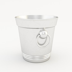 Metal bucket on white background