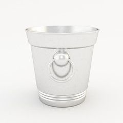 Metal bucket on white background