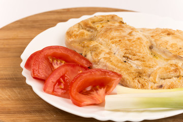 Chicken white meat fried and served