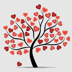 Naklejka premium Abstract tree made with hearts.
