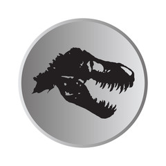 silhouette head of dinosaur, tyrannosaurus rex skeleton, sign