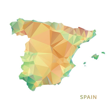 Polygonal Spain Map, Polygon Abstract Map, Isolated Vector