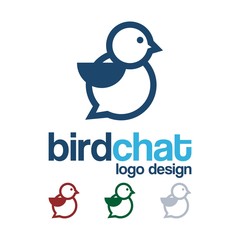 Chat Bird, Chat Logo, Bird Logo, Simple Design Logo Vector