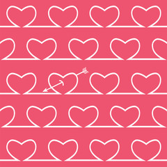 Seamless pattern with line hearts