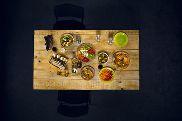 Top view of food on table