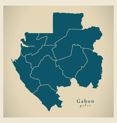 Modern Map - Gabon with provinces GA