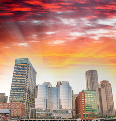 Fototapeta na wymiar Boston city skyline on a beautiful evening