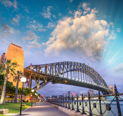Beautiful sunset across Sydney Harbour Bridge