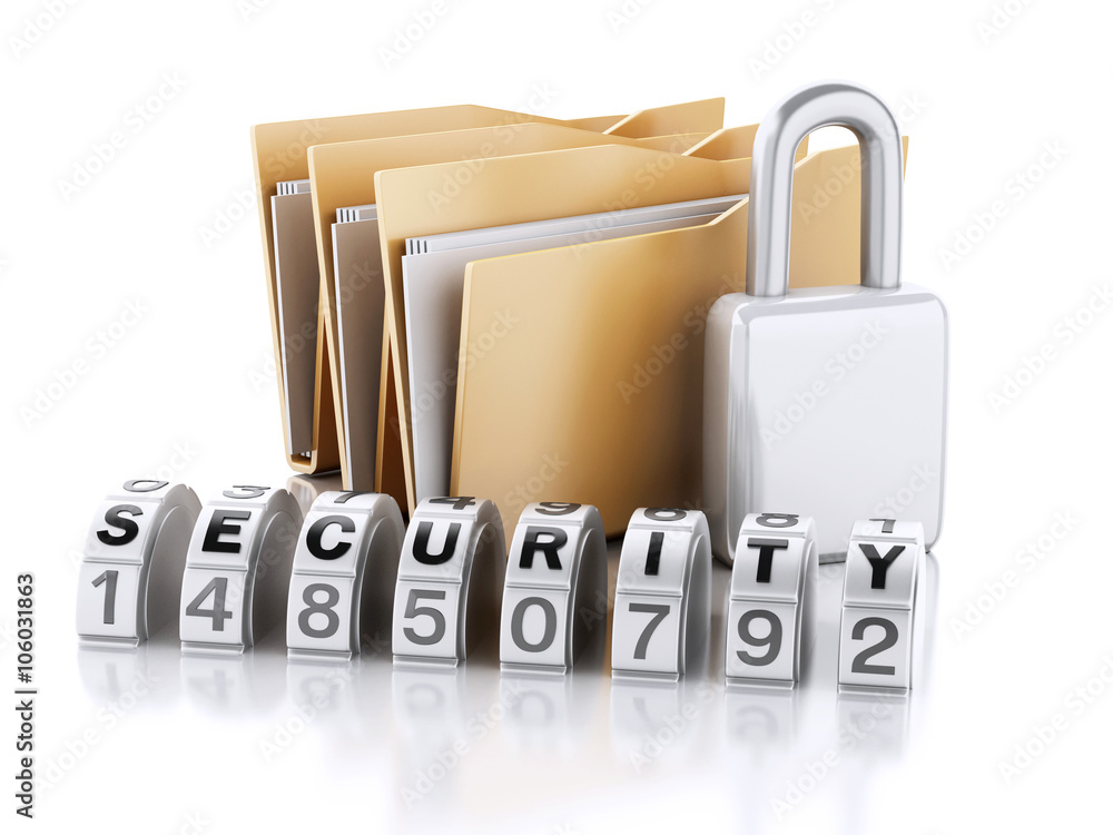Poster 3d folder with padlock and password combination