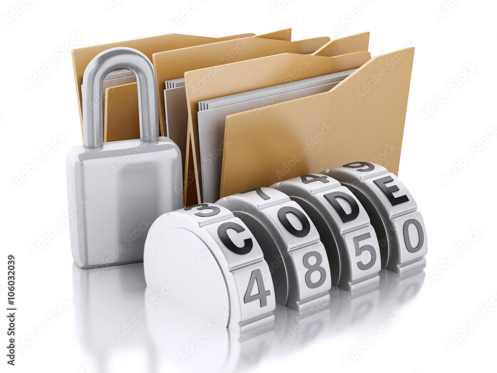 Poster 3d folder with padlock and password combination