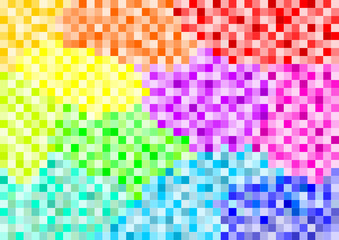 Bunte Quadrate in verschiedene Farbfelder im Farbverlauf gesetzt im Querformat