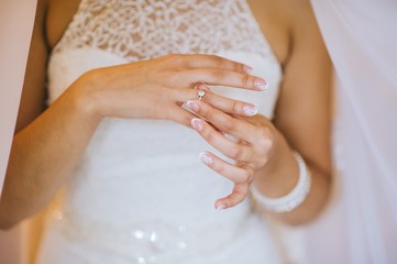 bride hands wedding ring