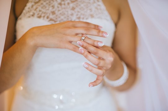 bride hands wedding ring