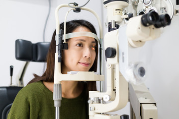 Ophthalmologist doctor and patient