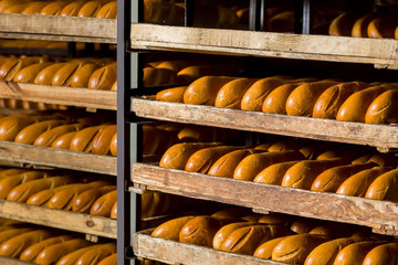 Bread on the shelves.