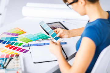 woman working with color samples for selection