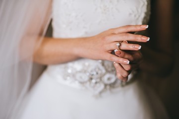 bride hands wedding ring