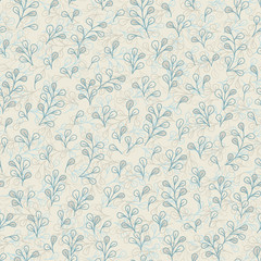 Fototapeta na wymiar Botanical pattern with cute branches and leaves