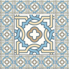 Retro Floor Tiles patern. Dutch tiles vector illustration.