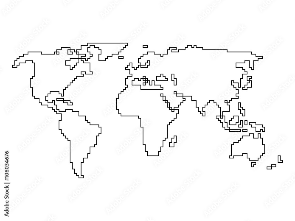 Poster vector world map - angular outline