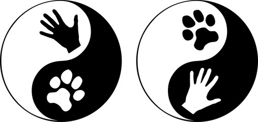 Yin Yang mit Pfote und Hand