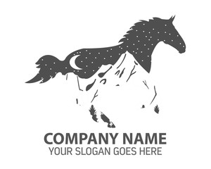 Night Horse Silhouette Logo Icon Vector
