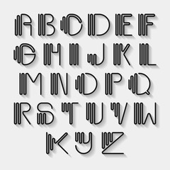Original curved latin alphabet set.