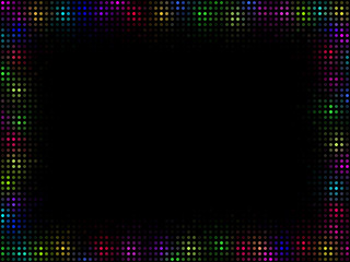 Abstract multicolor mosaic frame on black background.