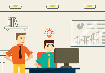 Businessman get an idea. Business analytics and solution