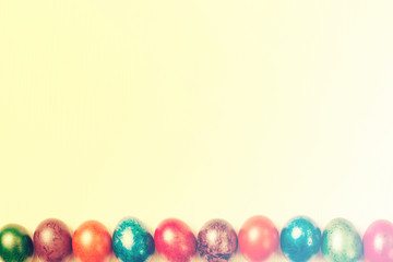 Easter eggs isolated on white wooden background