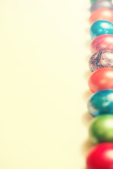 Easter eggs isolated on white wooden background