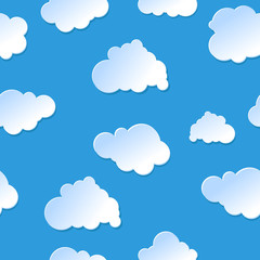 Vector seamless cute cartoon paper or plastic clouds / sky backg