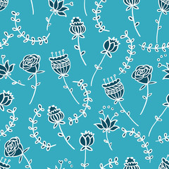 Fototapeta na wymiar Seamless doodle floral pattern