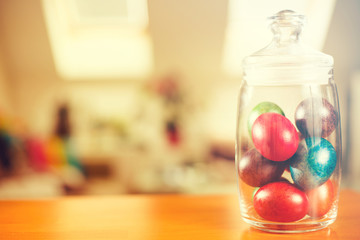 Easter eggs in cookie jar
