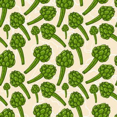 Cute seamless vector hand drawn artichoke background