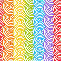 Seamless simple rainbow doodle background with circles