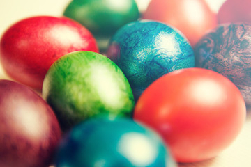 Easter eggs isolated on white wooden background