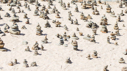 Fototapeta premium Pyramids of round stones