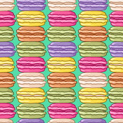 Seamless vector cute retro colored macarons pattern