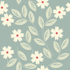 Stylish seamless pattern with white flowers