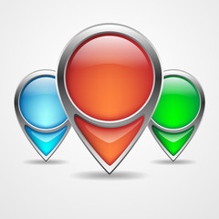 Set of map markers - vector illustration.